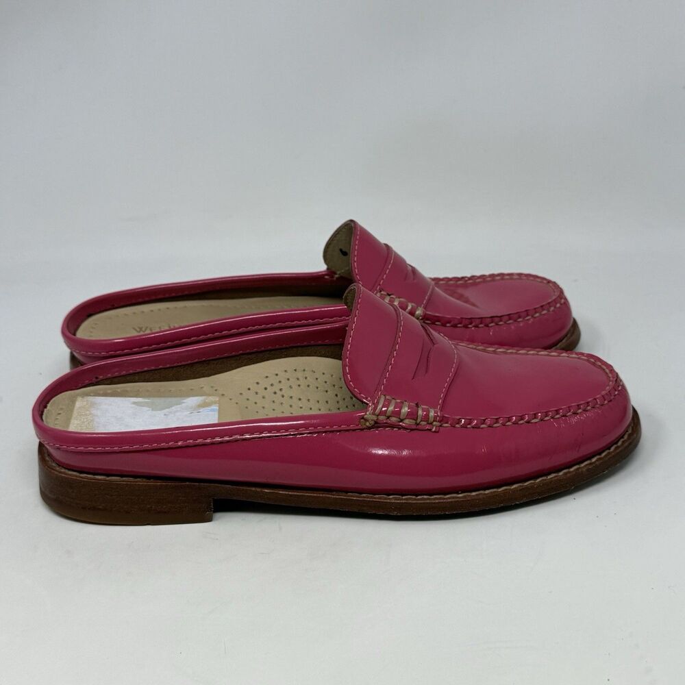 G.H. Bass & Co. Weejuns Mules Womens 6 M Pink Black Patent Leather Slides
